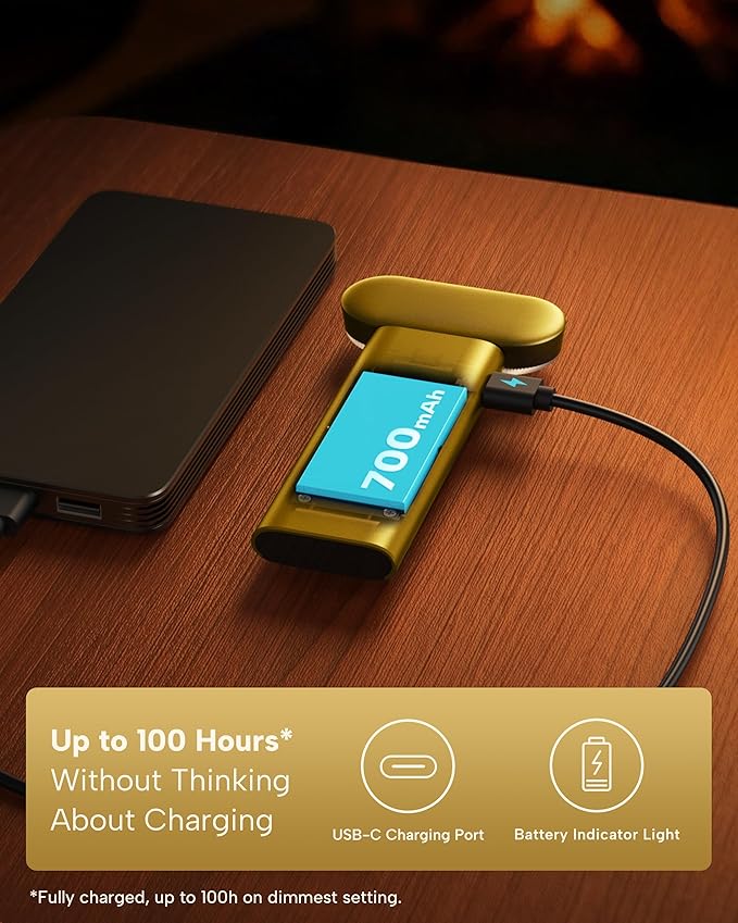 86lux Book Light, Reading Light for Book in Bed, USB Rechargeable LED Night Light with 3 Colors & Stepless Dimming, Aluminum Alloy Bookmark Light for Book Lovers, Yellow