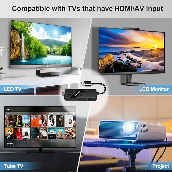 Digital Converter Box for TV, OWERSLYN 1080P Mini ATSC Tuner Box with TV Tuner, Programs Recording & Playback, USB Media Player, HDMI/AV Output, 3RCA Cables, Set Top Box, 2-in-1 Remote (Television)