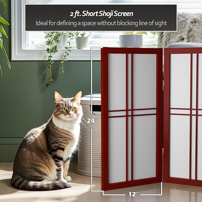 2 ft. Short Desktop Double Cross Shoji Screen - Rosewood - 3 Panels