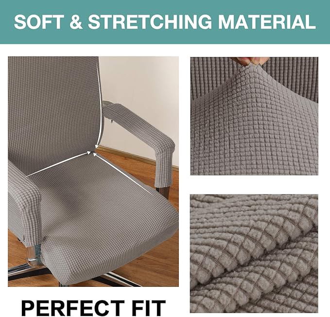Turquoize Office Chair Cover - Stretch Computer Chair Cover with Arms, Universal Removable Slipcovers for Dogs, Cats & Pets, Taupe