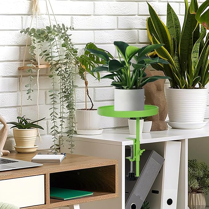 2Pack Window Plant Shelves Stand Holder 7.10inch Adjustable Windowsill Clamp Tray Round Metal Windowsill Extension Tray Window Planter Floating Shelf for Plants for Indoor Plants Home Decor, Green