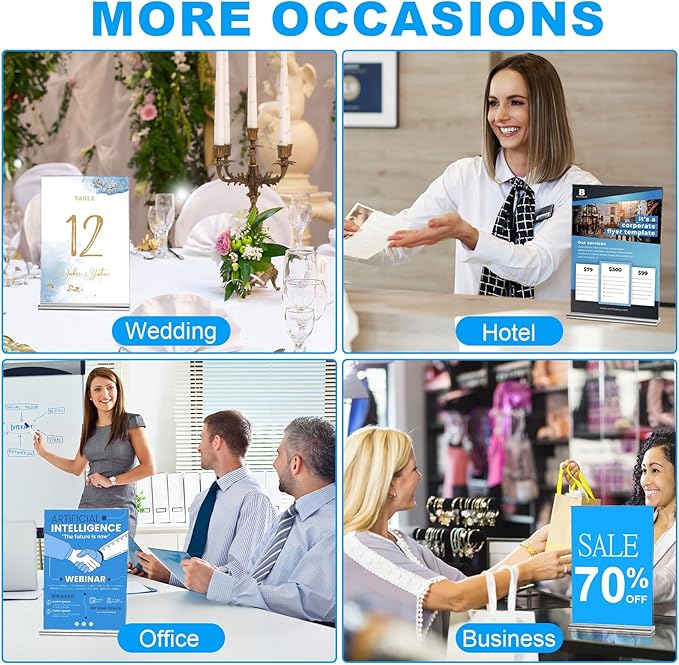 EHWINE 10 Pack Acrylic Sign Holder 4x6, Double-Sided Stand up Table Top Sign Holders, Clear Acrylic Picture Frame Paper Holder Display Stand for Office Business Store Wedding Party