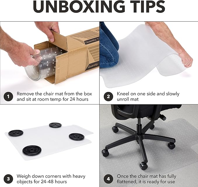 HON Office Chair Mat for Carpet, Computer Desk Chair Mat for Carpeted Floors, Easy Glide in Office or Home with Extended Lip (36” x 48”)