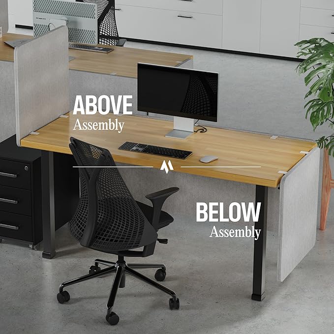 Universal Desk Privacy Panel – Heavy-Duty Desk Divider & Office Partition - Privacy Screen for Workspaces & Cubicles (2-Pack, 60" x 24")