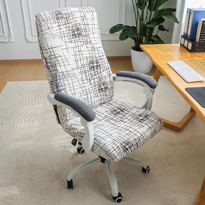 FORCHEER Patterned Large Office Chair Cover Stretch Printed Computer Armchair Slipcover for Desk Chair, Mesh Chair 1 Piece Washable Removable