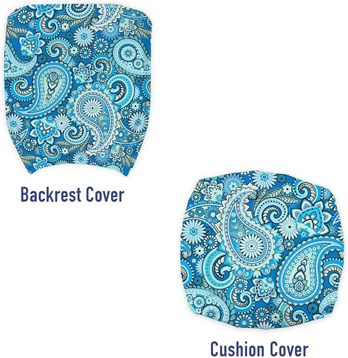 Ambesonne Blue Paisley Office Chair Slipcover, Folk Ornament Flower Like Elements Buta Motifs Illustration Print, Protective Stretch Decorative Fabric Cover, Standard Size, Blue Green