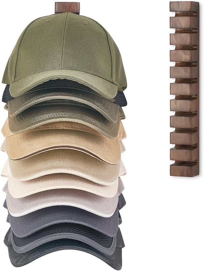 Mkono Hat Organizer for Baseball Caps, Hat Rack for Wall Hold Up to 10 Hats, Hat Holder On Wall Ball caps Storage Organizer Display for Door, Closet, Entryroom, Laundry Cap Organization (Small)