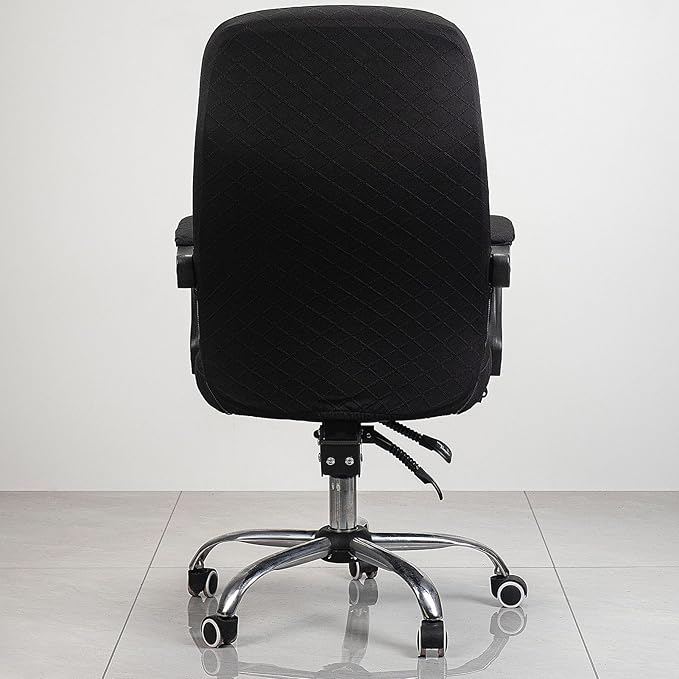 Melaluxe Office Chair Cover with Armrest Covers， Universal Stretch Desk Chair Cover, Computer Chair Slipcovers (Size: L) - Black