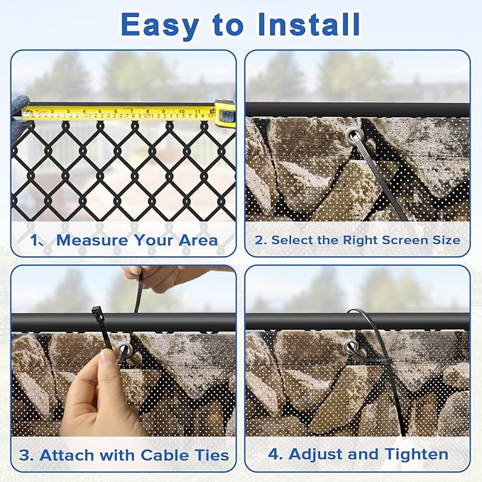 UPGRADE 4'x15'Customized PVC Privacy Fence Screen with Stone Wall Print – Outdoor Waterproof Patio Privacy Cover for Yard, Balcony, Garden Fence Decoration
