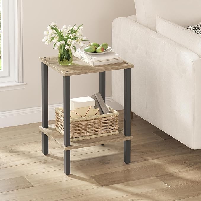 TUTOTAK End Table, Set of 2, Side Table, Nightstand, 2-Tier Storage Shelf, Sofa Table for Small Space, Living Room, Bed Room TB01BG035