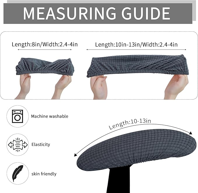 FORCHEER Office Chair Armrest Covers Dark Grey10-13 inch Long Stretchable Water Resistant Jacquard Desk Chair Arm Rest Covers for Computer Chair Arm Removable Washable 2 Pieces