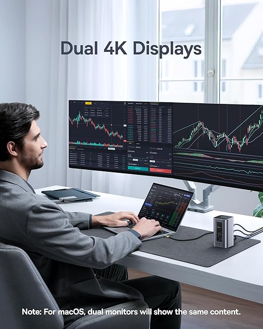 Baseus Nomos Air 12 in 1 Docking Station, Dual Monitor Laptop Docking Station for Windows, 2 Monitor 4K HDMI, 10Gbps USB-C/A, PD 100W, USB C Docking Station Compatible for Laptop HP/Lenovo/Dell/Acer