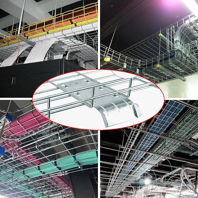 4Pcs Wire Mesh Cable Tray Cable Guider, 90mm Wide Waterfall Shape Metal Cables Guider for Tray Dividing & Cable Routing