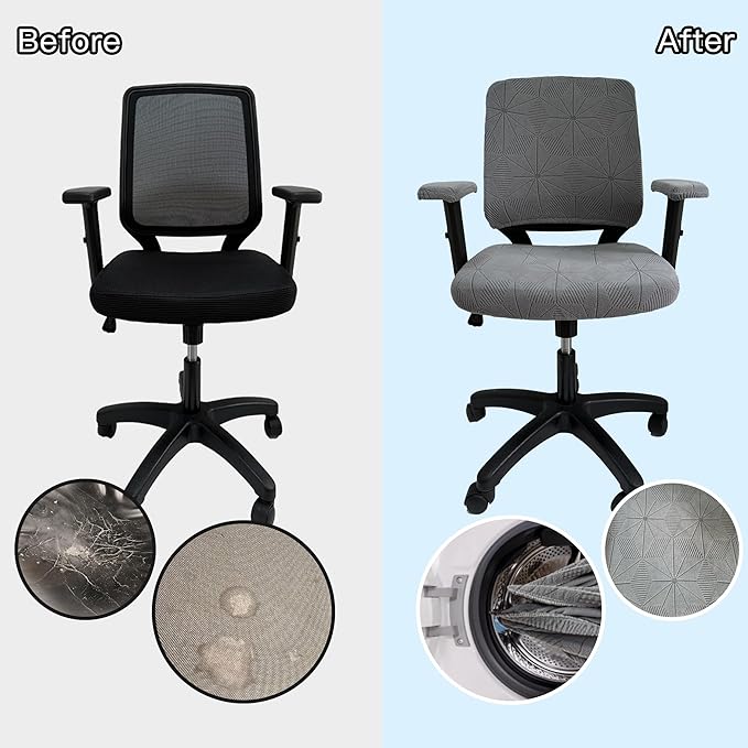 High Elasticity Anti Slip Office Chair Cover, Split Design for Easy Installation,Universal Desk Chair Cover wear-Resistant and Scratch Resistant (Light Gray, Chair Armrest Covers)