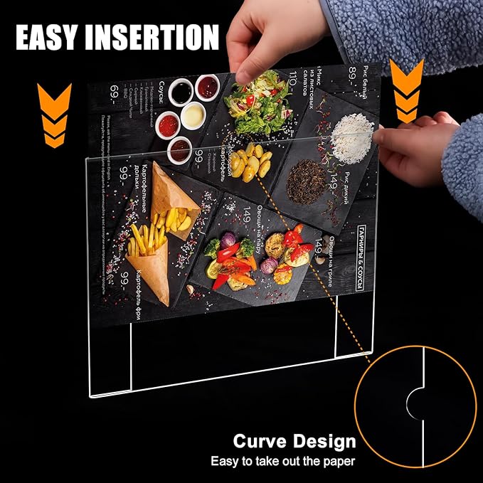 xydstay 12pack 8.5 X 11 Wall Mount Acrylic Sign Holder with Tape, Clear Plastic Menu Holder, Unbreakable Table Sign Holder for Office, Restaurant, Store, School and Home Use with Notch