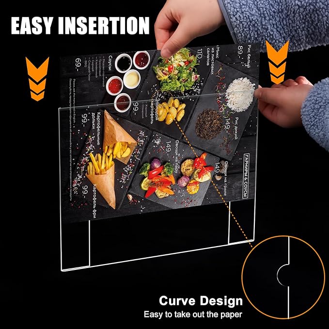 xydstay 6pack Acrylic Wall Sign Holder with Tape,8.5 X 11 Wall Mount Clear Plastic Sign Holder, Memo Document Menu Holder for Restaurant, Office, School, Store and Home Use,No Drilling