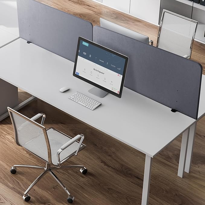 Progressive Desk Privacy Acoustic Panel 2 x 29″ - Desk Divider - 29 Inch Sound Proof Dividers - Dark Gray