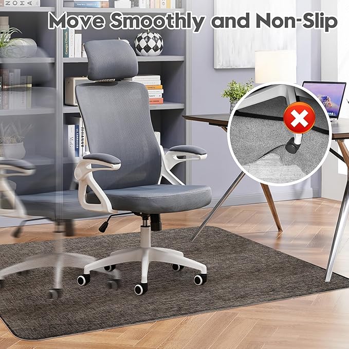 Sycoodeal Office Chair Mat for Hardwood & Tile Floor, 40" x 55" Heavy Duty Computer Gaming Chair Mat for Rolling Chairs Non-Curve, Anti-Slip, Floor Protector for Home Office (Coffee)