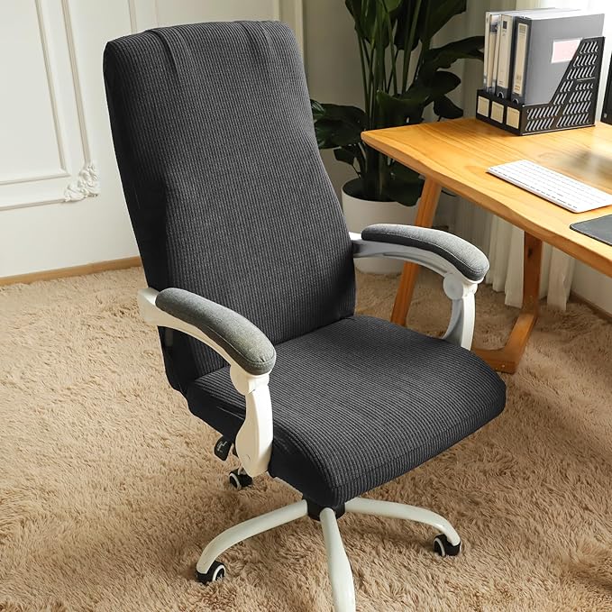 FORCHEER Large Office Chair Covers Stretchable XL Office Chair Cover, Big and Tall Computer Chair Covers (Large,Black)