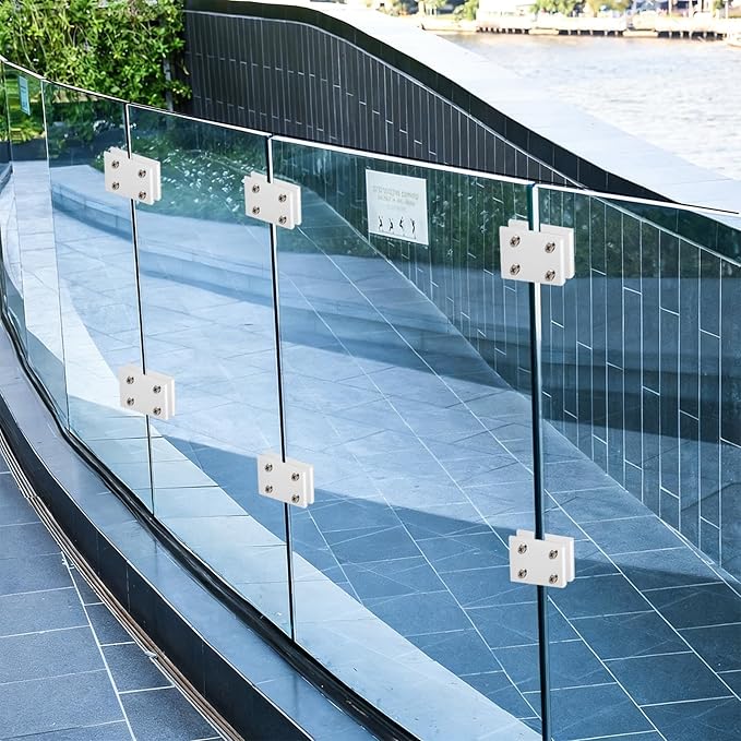 INCREWAY 4 Pcs Adjustable Double Side Aluminum Alloy Glass Shelf Support Bracket, Glass Clip Clamp Holder for 10-12mm Thickness, 180 Degrees