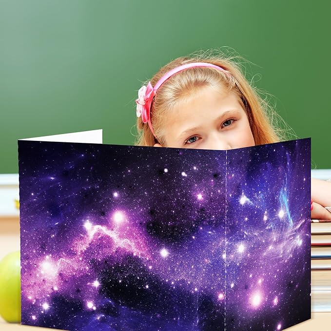 SATINIOR 24 Pcs Privacy Folders for Students, Desk Dividers for Classroom Testing, Student Privacy Boards Classroom Must Have, 12 Colors Study Panel for School Teacher Supplies(Galaxy Style)