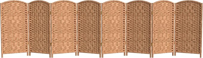 Red Lantern 3 ft. Short Diamond Weave Fiber Folding Screen - Natural - 8 Panel