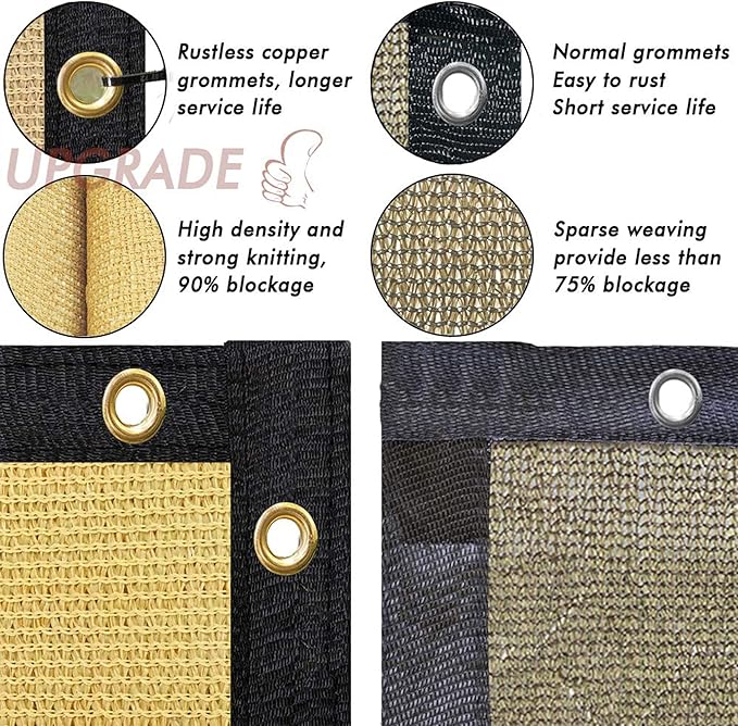 UPGRADE 6' x 50' Privacy Screen Fence Commercial Shade Cover with Heavy Duty Grommets for Visibility Blockage & Home Protection-Sand, Customizable
