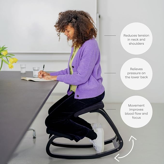 Varier Variable Monochrome Poppy Ergonomic Office Kneeling Chair for Desk – Back Pain Relief, Rocking Seat for Home, Study & Posture Support – 10 Year Quality Guarantee