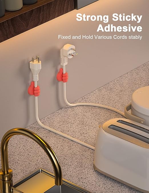 iToleeve 12 Pack Funny Thumb Cable Clips, Cord Holder Organizer & Keeper for Desk, Adhesive Phone Charger Cable Management for Nightstand, Office, Home, Car