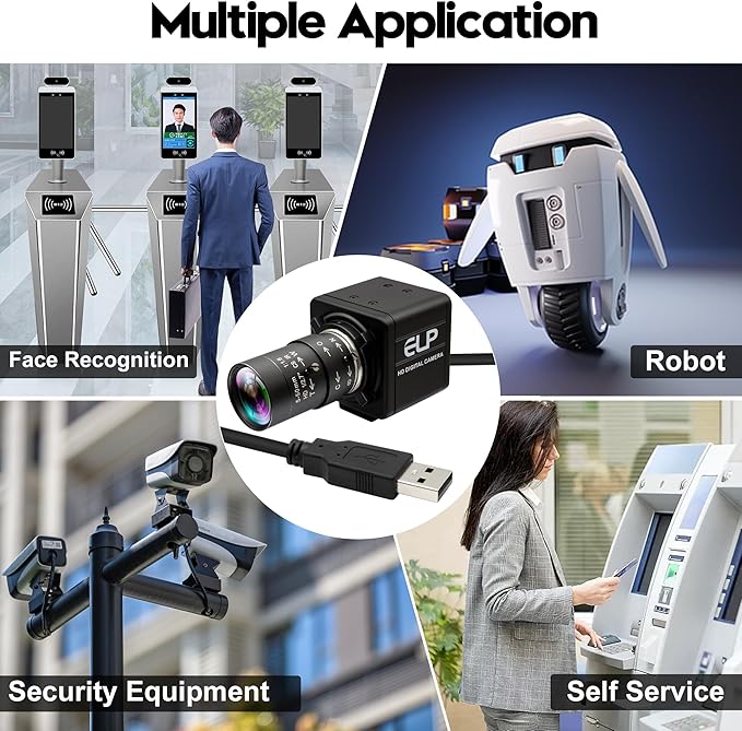 USB Camera 16 Megapixes High Resolution 5K USB Webcam with CS Mount 5-50mm Manual Varifocus Lens Close UP OpenCV Camera Free Driver Plug and Play for Windows Linux Laptop Jetson Nano