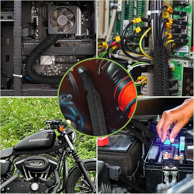 2:1Heat Shrink Wire Loom Braided Cable Sleeves,Heat Resistant Fabric Woven Shrink Tubing Wiring Harness for Protection Automotive,Harness Cable,Cable Management (5/8"-16ft)