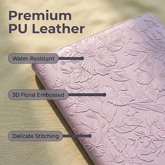 Portfolio Padfolio Binder, Faux Leather Professional Document Organizer with Business Card Holder, Letter-Sized Notepad Legal Pad Holder, Durable Executive Folder for Interviews, Meeting (Purple)