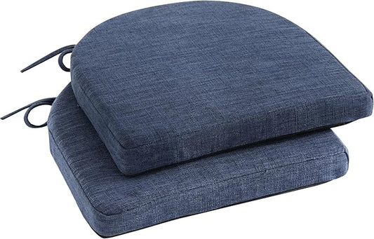IPYNBAP Chair Cushions for Dining Chairs, Kitchen Chair Cushions, 16'' x 16'' x 2'', Non Slip Indoor Seat Cushions, Chair Pads for Dining Chairs with Ties & Removable Cover, Set of 2, Navy