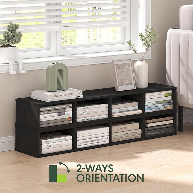 Furinno Fulda Book Shelf, 4-Tier Narrow Bookshelf, Standing Bookcase with 6-in Width Storage Shelf, 9.3 x 5.9 x 41.6, for Organization and Storage, for Living Room, Bedroom, Home Office, Blackwood