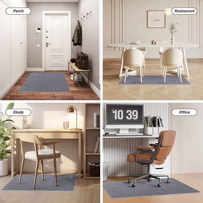 Office Chair Mat - for Hardwood Floors, Large Non-Slip Easy-Clean Floor Protection Blanket (Grey, “60x 48in”).