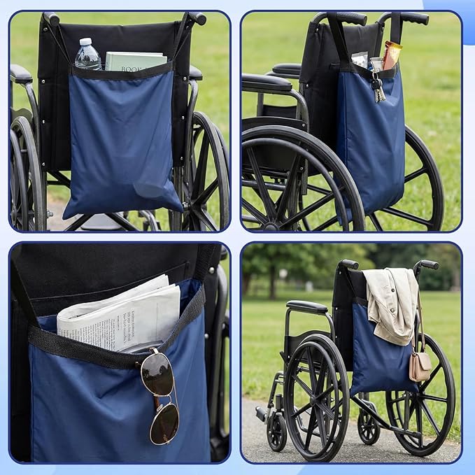 2 Pcs Wheelchair Footrest Bag Footrest Extender Storage Bag, 16"x23" Durable Oxford Cloth Leg Rest Storage for Waterproof & Wear-Resistant, Universal Fit, Easy Installation