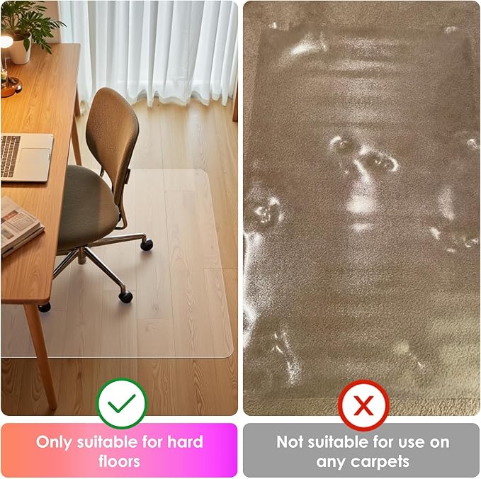 Azadx Clear Office Chair Mat 36'' X 48'', Durable Desk Chair Mat for Hardwood Floor, Heavy Duty Plastic Office Floor Mat Under Rolling Chairs for Easy Glide and Protection (36" X 48" with Lip)