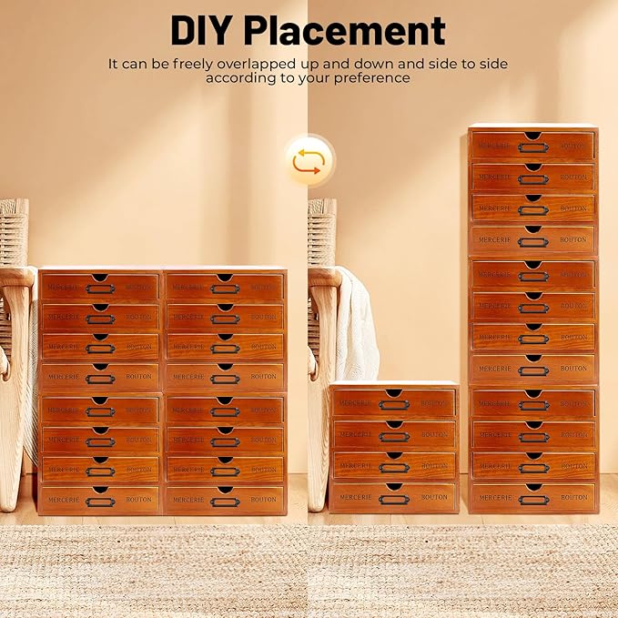 Wooden Storage Box, 16 Drawers Wood Multi Drawer Storage Organizer Vintage Desktop Drawer Organizer Rustic Desk Storage Organizer for living rooms bedrooms study rooms offices dormitories