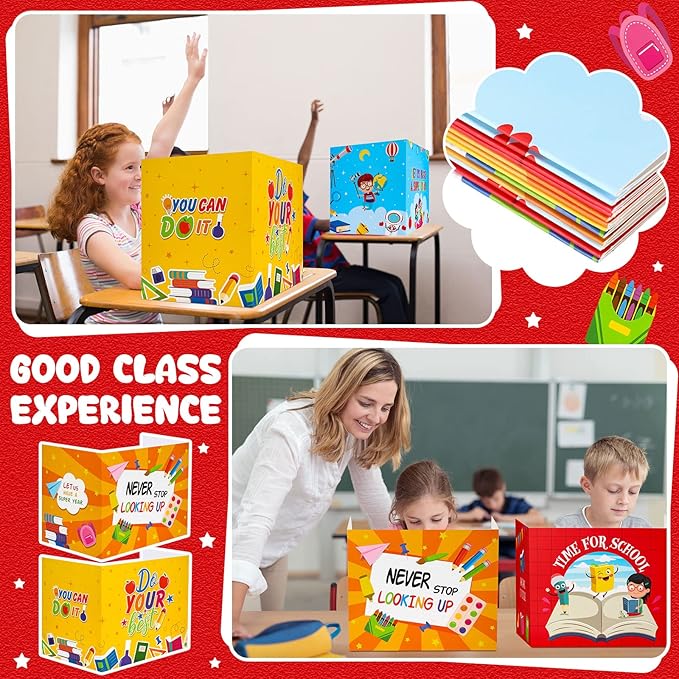 36 Pcs Desk Dividers Privacy Boards for Student Classroom Privacy Folders for Student Desks Study Carrels Reduces Distractions for School Tests, 15.76 x 13.3 x 11.8 inches(Colorful Style)