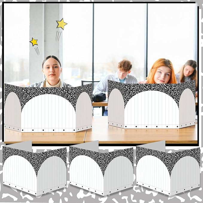 AmazingSpark 24 Pcs Privacy Folders Desk Dividers Composition Notebook Scalloped Testing Dividers for Students Desk Classroom Privacy Folder Boards for School Teacher Office Home Study Supplies