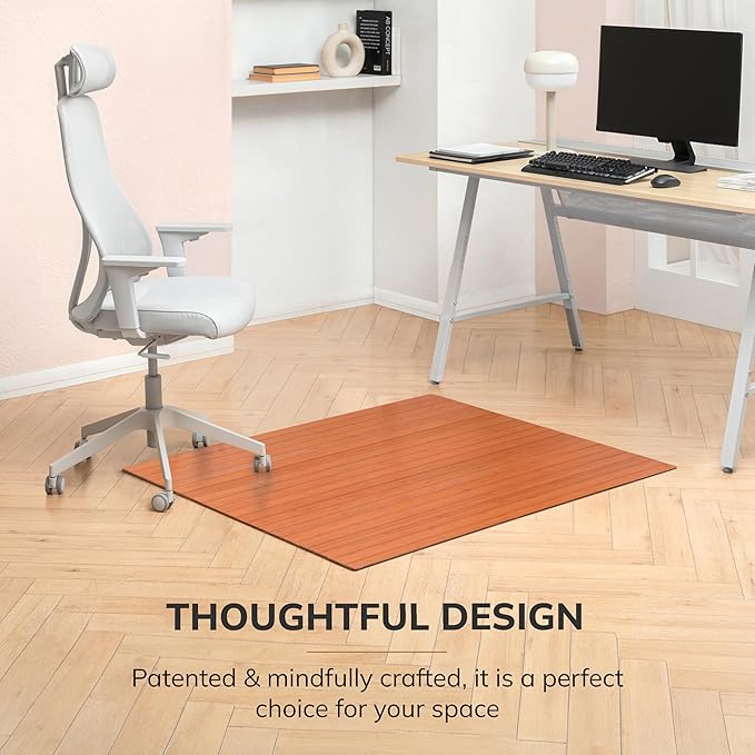 Anji Mountain Office Chairmat Thickest & Sturdy Bamboo Chairmats Highly Premium Quality Anti-Slip Heavy Duty for Multi-Purpose Hardwood Floor Office & Home Floor Protector Office Chair mat-5mm Thick