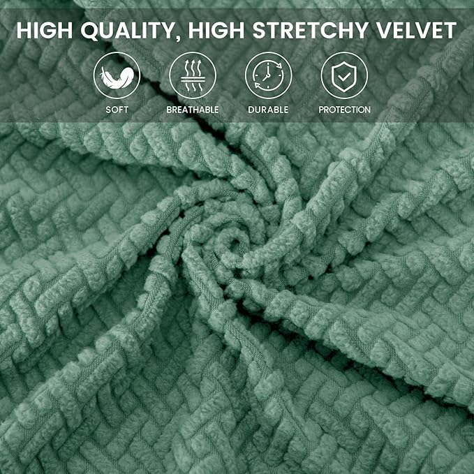 MIFXIN Computer Office Chair Cover Stretch Elastic Slipcover 2 Piece Stretchy Jacquard Computer Chair Seat Covers Furniture Protector for Home Office Rotating Chair, Only Covers NO Chair (Green)