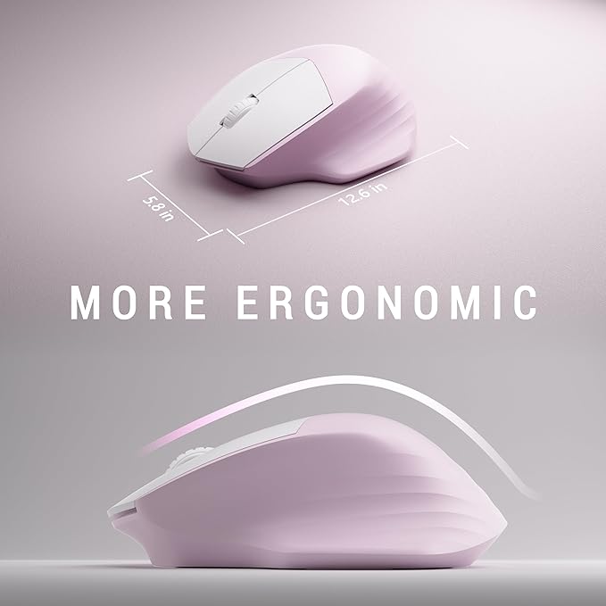 MPTOG Ergonomic Keyboard and Mouse Combo with Wrist Rest, BK Chipset, Full-Size Colorful Office Keyboard and Mouse, Power Button, USB Receiver for PC Laptop(Pink White)
