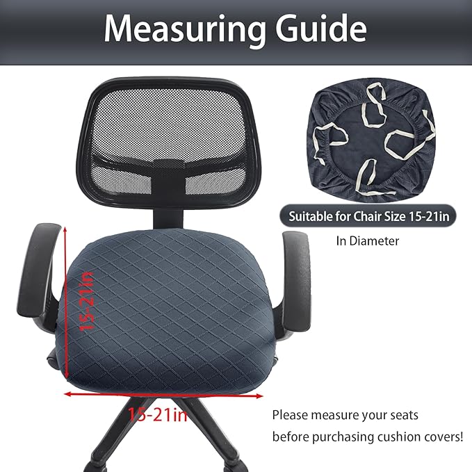 Stretch Jacquard Office Chair Cover, Removable Washable Desk Chair Cover, Anti-dust Seat Cushion Protectors - Dark Grey
