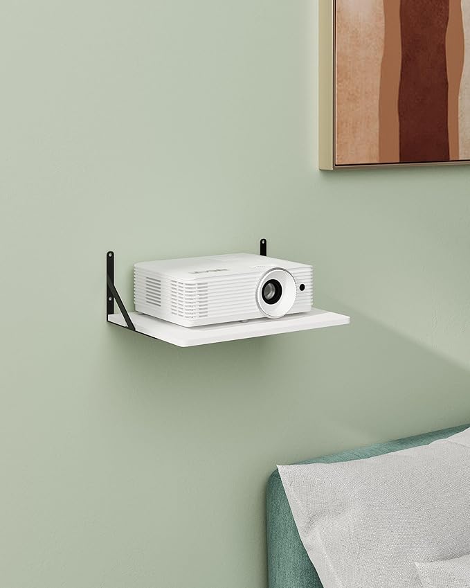 Black White Small Mini Projector Shelf for Wall, Cable Box / Router Shelf,Floating Projector Mount, Holder Stand Accessories