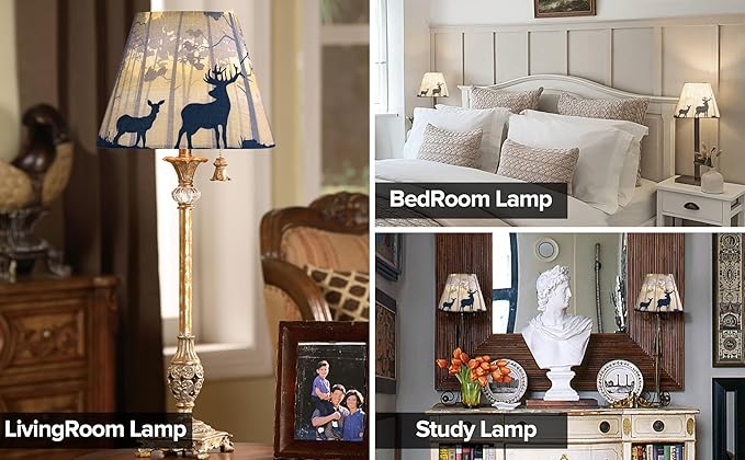 GOSO 9" Small Lamp Shade,Multi-Yellow Deer Lampshade for Table Lamps & Wall Lamps,5"× 9"× 6.4" (Spider) Bell Vintage & Art Decor Animal Print Lamp Shades Replacemnt for Bedroom/Bedside,1 Pack