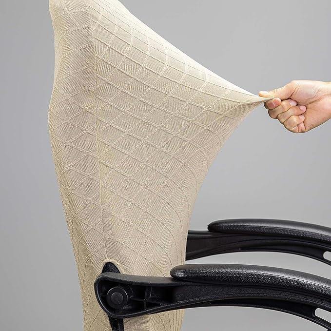 Melaluxe Office Chair Cover with Armrest Covers， Universal Stretch Desk Chair Cover, Computer Chair Slipcovers (Size: L) - Khaki