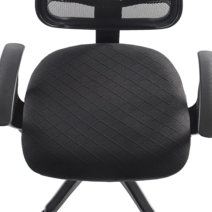 Stretch Jacquard Office Chair Cover, Removable Washable Desk Chair Cover, Anti-dust Seat Cushion Protectors - Black