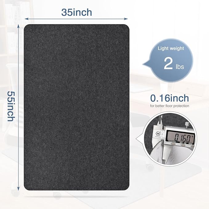 Placoot Desk Chair Mat for Hardwood Floor & Tile 55"x35" Office Chair Mat for Rolling Chairs Large Anti-Slip-Recyclable Material Computer Chair Rug for Office/Home