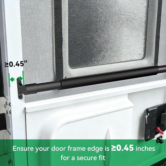 RV Screen Door Handle Grab Bar, 19.9" to 32.3" Adjustable Aluminum Camper Screen Door Crossbar, Sturdy Non-Slip Grip Ergonomic Universal Fit for Motorhome Camper Travel Trailer (Black)